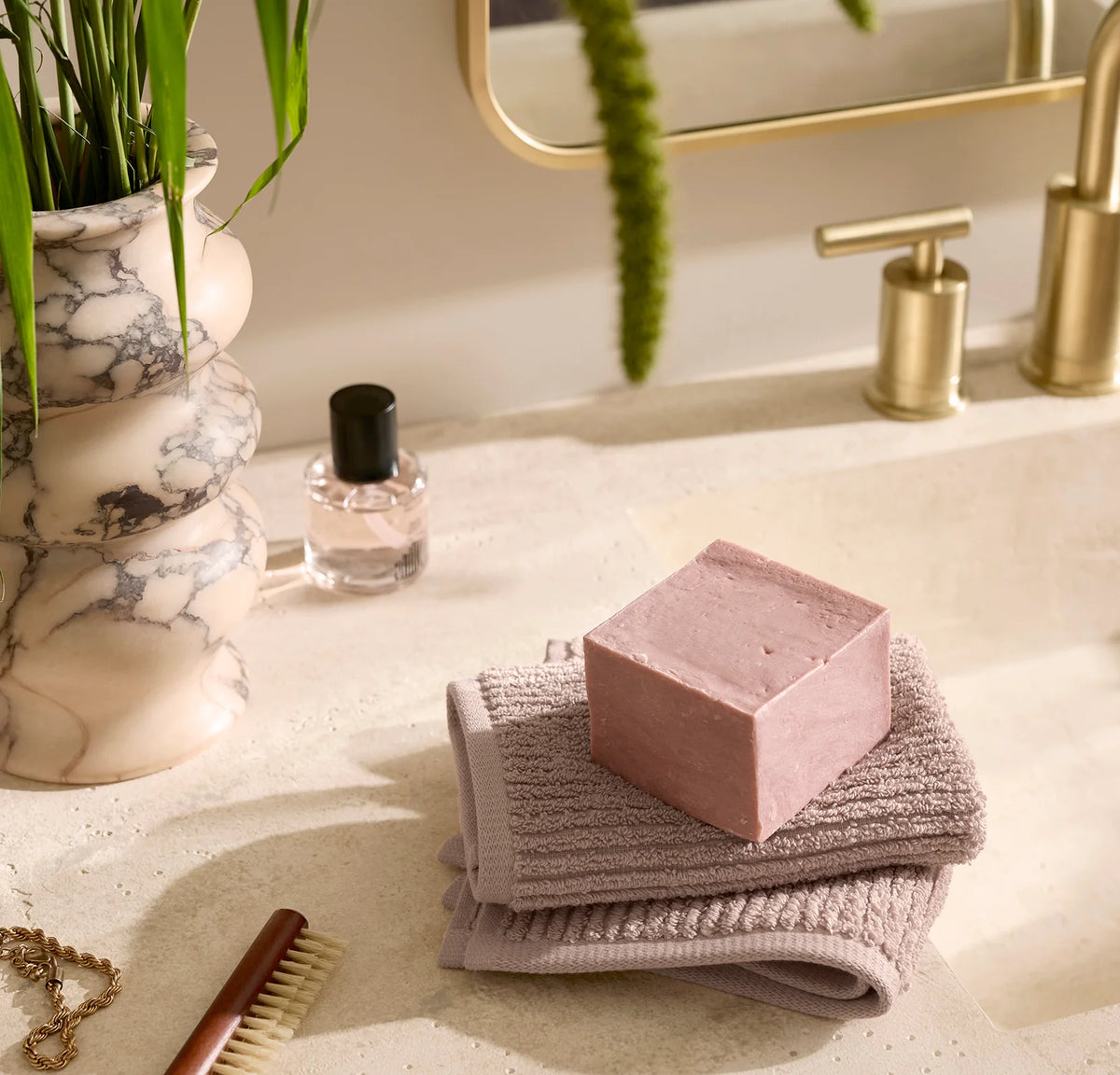 Turkish Ribbed Washcloths (Pair) - Dusty Rose