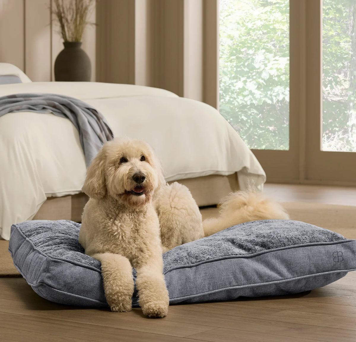 Piped Edge Pet Cushion - Water