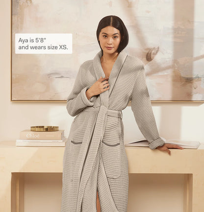 Waffle Robe - Pewter/Stone