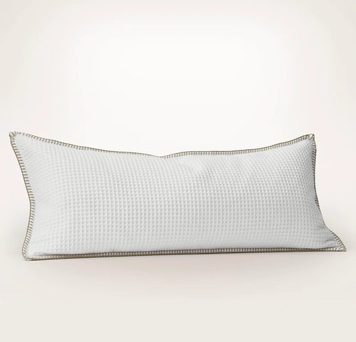 Waffle Pillow Cover - White/Oak Whipstitch