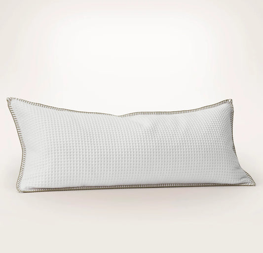 Waffle Pillow Cover - White/Oak Whipstitch