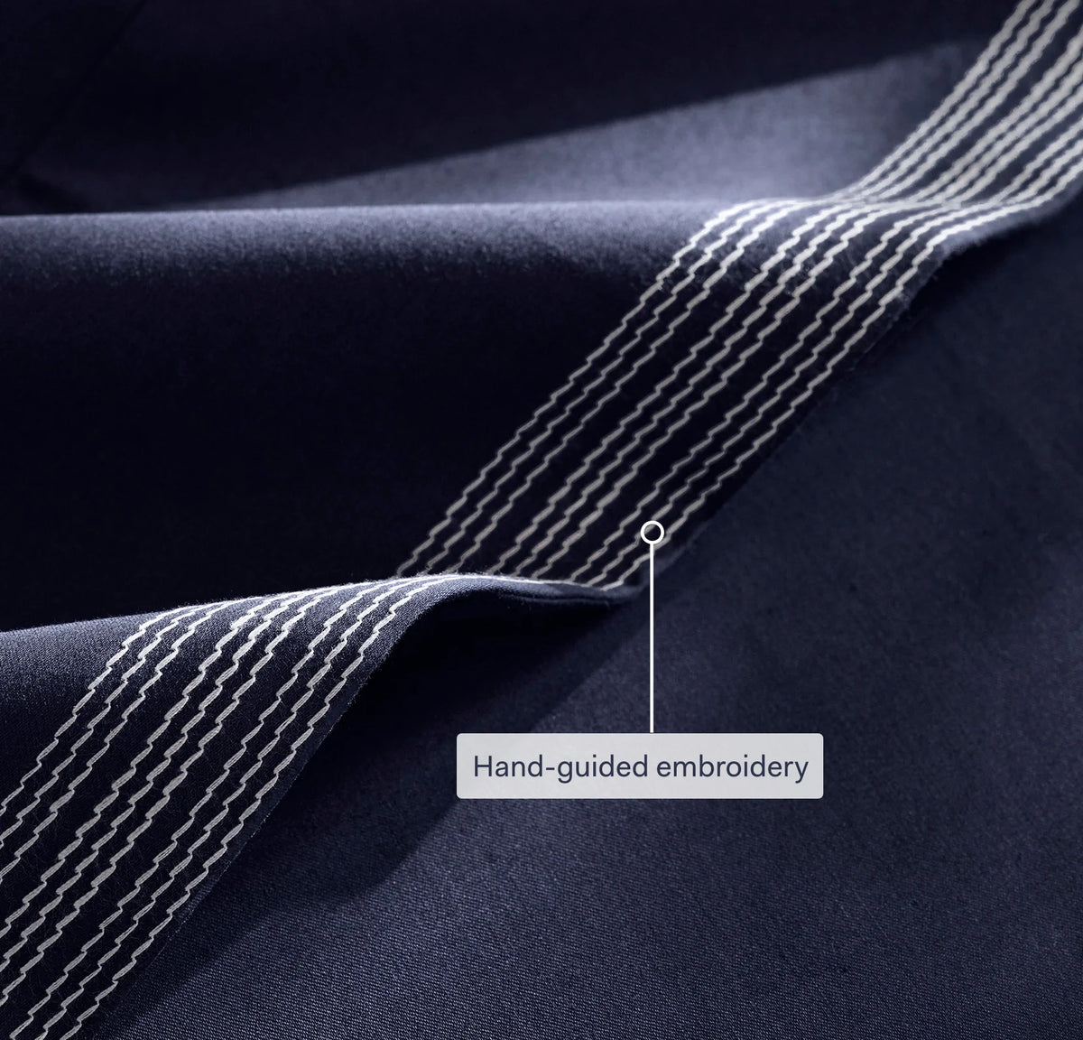 Signature Embellished Sheet Set - Coastal Navy/White Sail Stitch