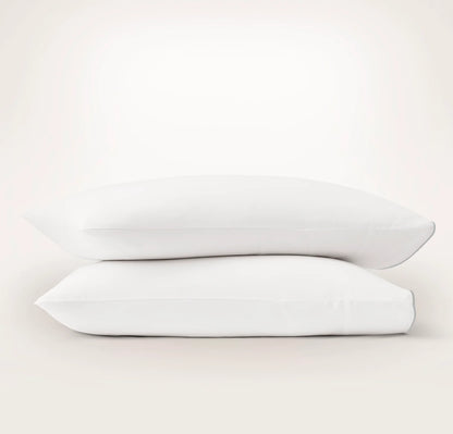 Signature Embellished Pillowcase Set - White/Shore Piped Edge