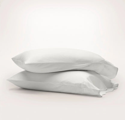 Signature Embellished Pillowcase Set - White/White Curved Edge