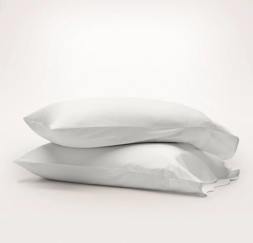 Signature Embellished Pillowcase Set - White/White Curved Edge