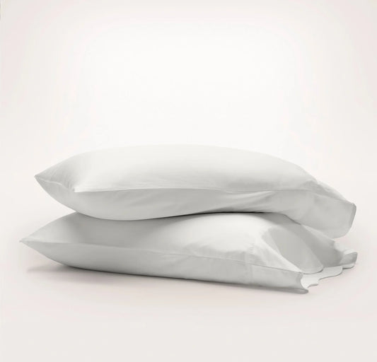 Signature Embellished Pillowcase Set - White/White Curved Edge