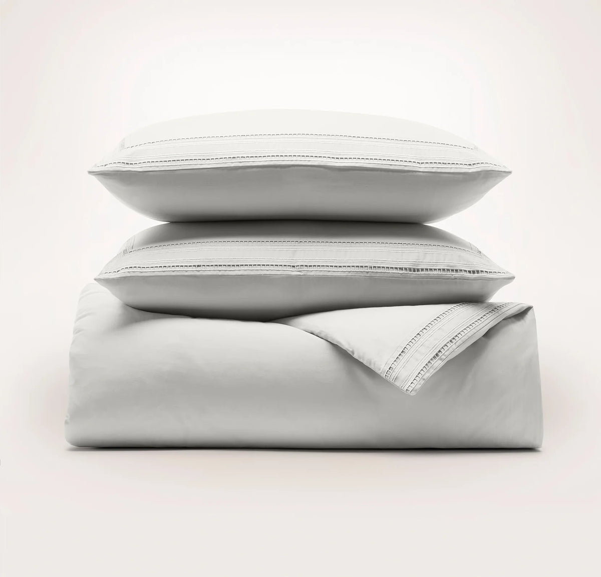 Signature Embellished Duvet Set - Mist/Mist Ladder Stitch