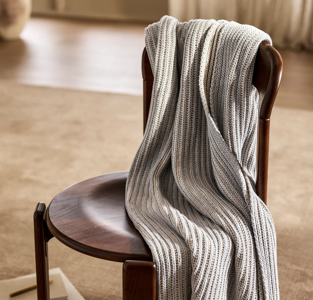 Sunday Knit Throw Blanket - Shore/Heathered Oatmeal