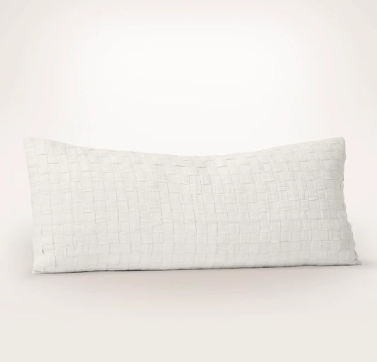 Linen Woven Icon Pillow Cover (Lumbar) - White