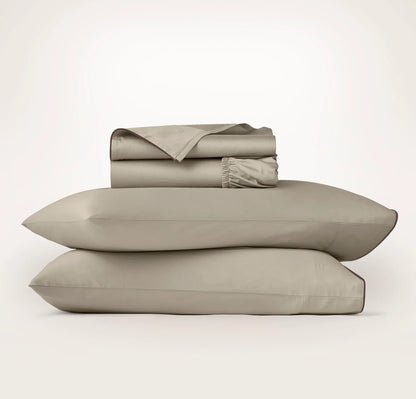Signature Embellished Sheet Set - Oak/Walnut Piped Edge