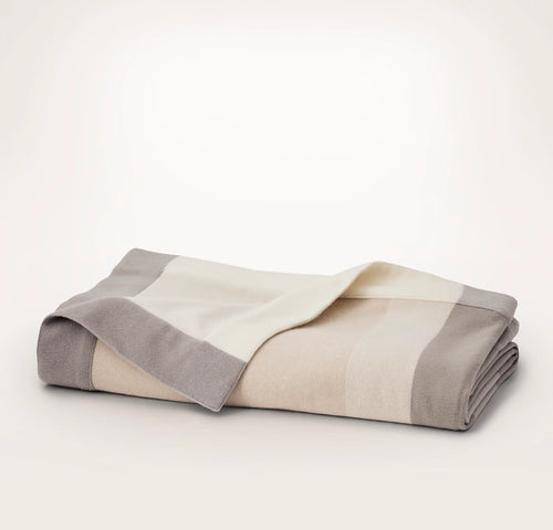 Fine Merino Wool Bed Blanket - Cream/Pewter/Oak Trielle