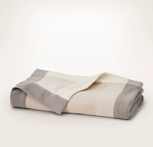 Fine Merino Wool Bed Blanket - Cream/Pewter/Oak Trielle