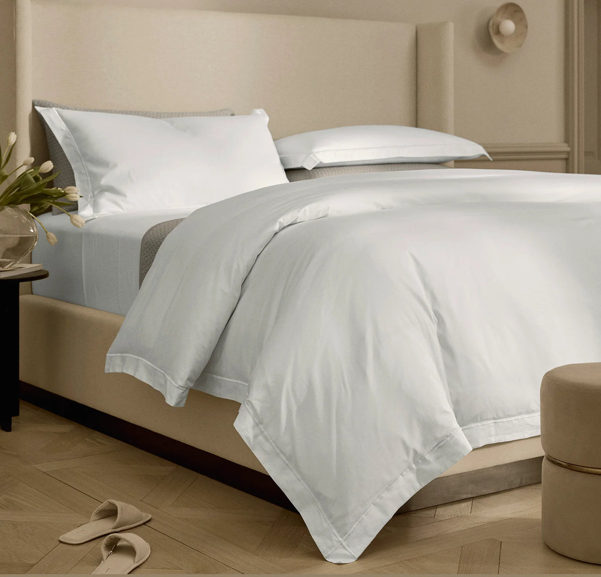 Percale Embellished Duvet Set - White/White Embroidered