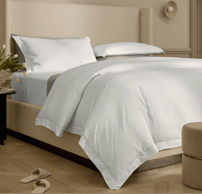 Percale Embellished Duvet Set - White/White Embroidered