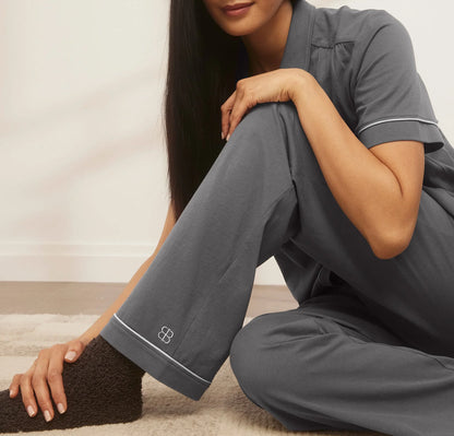 Soft Knit Short Sleeve & Pants Pajama Set - Night