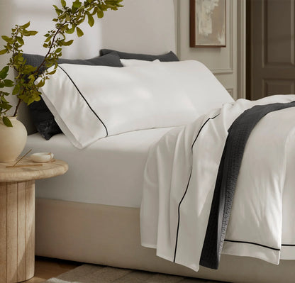 Signature Embellished Sheet Set - White/Night Embroidered
