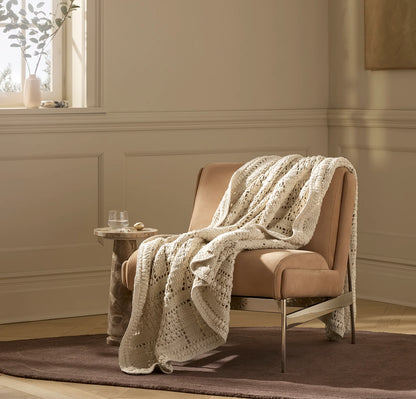 Summer Crochet Throw Blanket - Natural