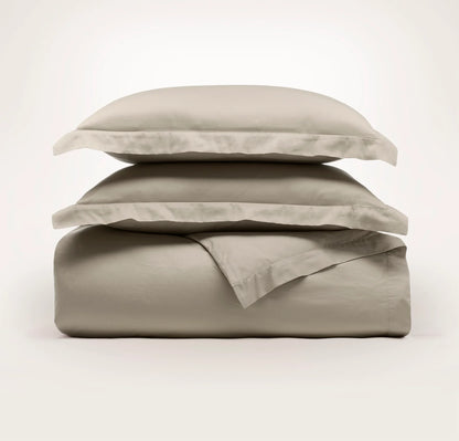 Percale Hemmed Duvet Set - Oak