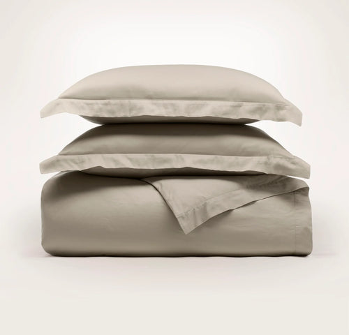 Percale Hemmed Duvet Set - Oak