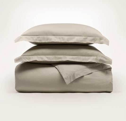 Percale Hemmed Duvet Set - Oak