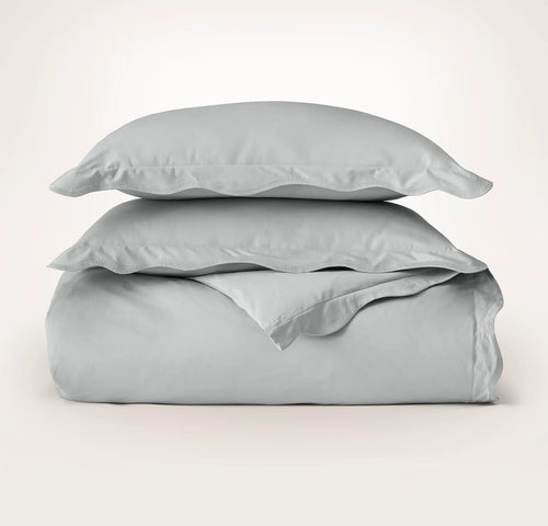 Percale Embellished Duvet Set - Shore/Shore Curved Edge