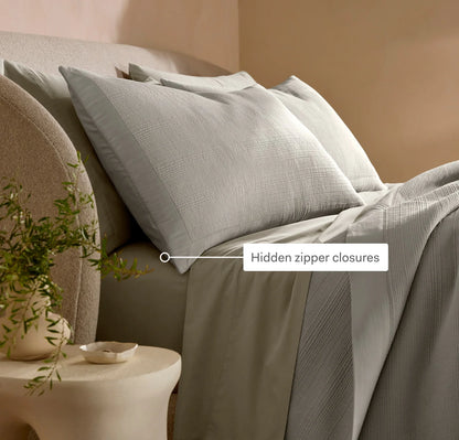 Signature Stitchline Sham - White