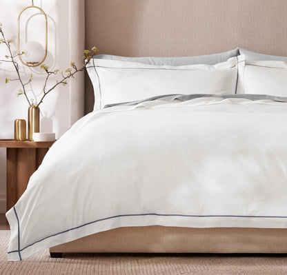 Signature Embellished Duvet Set - White/Mineral Embroidered
