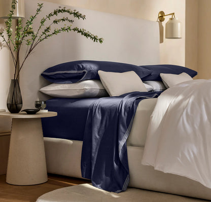 Signature Embellished Sheet Set - Coastal Navy/White Sail Stitch