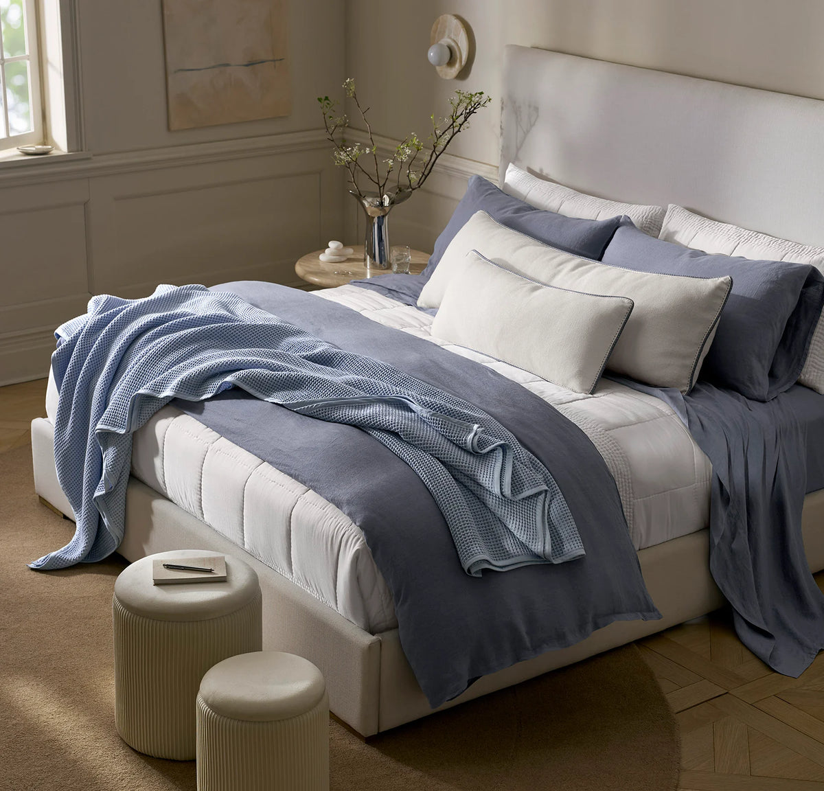 Waffle Bed Blanket - Hydrangea