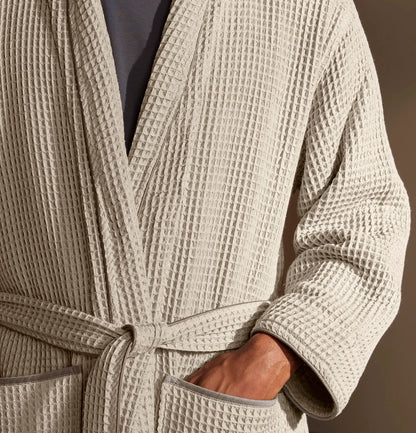 Waffle Robe - Pewter/Stone