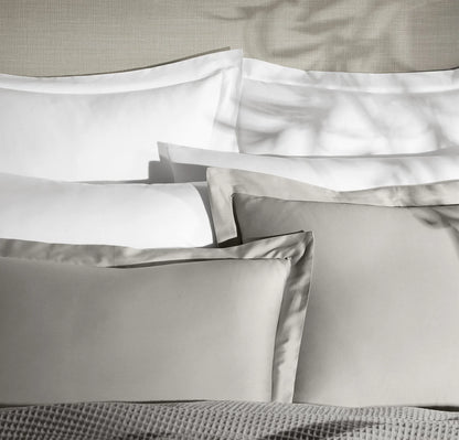 Percale Hemmed Duvet Set - Pewter