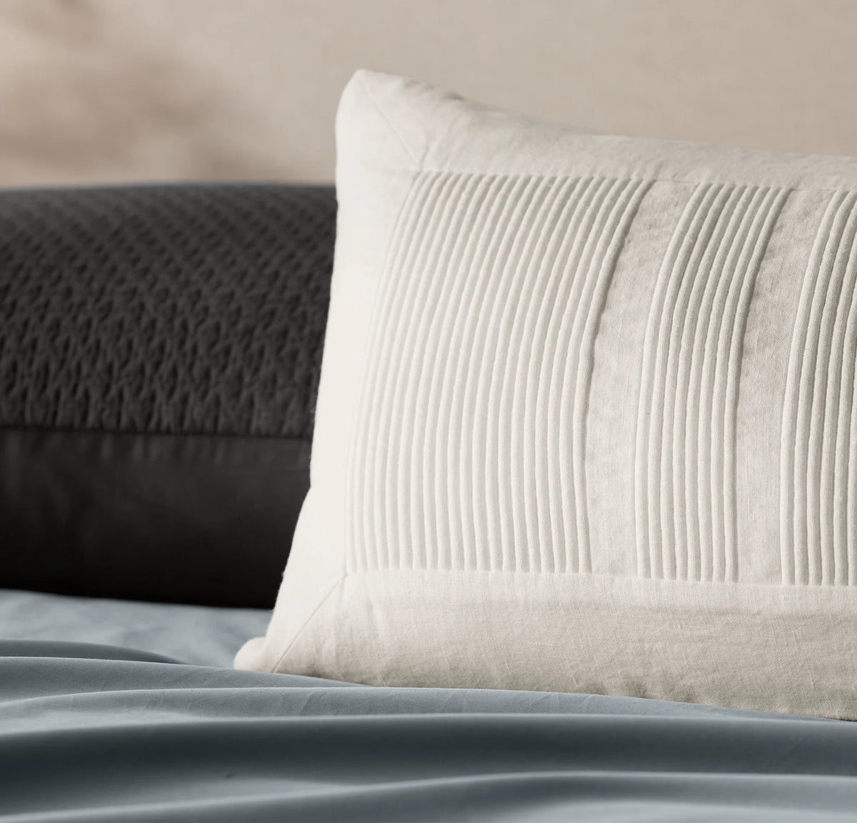 Fluted Pillow Cover (Lumbar) - White