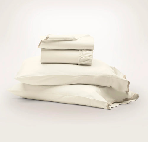 Signature Embellished Sheet Set - Cream/Sand Curved Edge