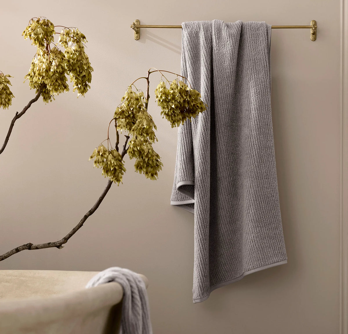 Turkish Ribbed Bath Towel - Stone