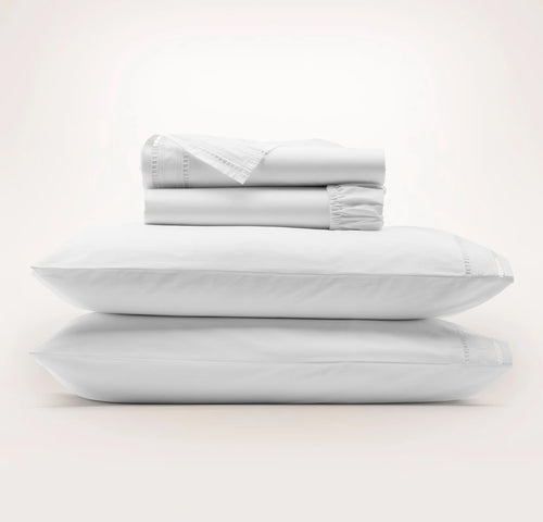 Signature Embellished Sheet Set - White/White Ladder Stitch