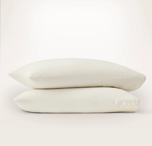 Signature Embellished Pillowcase Set - Cream/Cream Piped Edge
