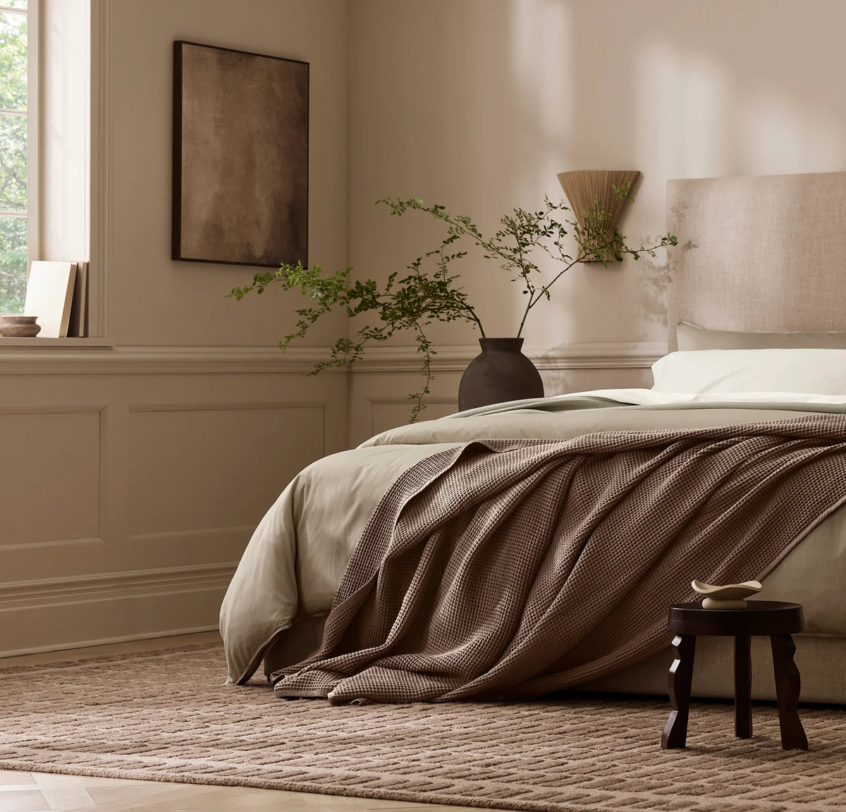 Waffle Bed Blanket - Walnut