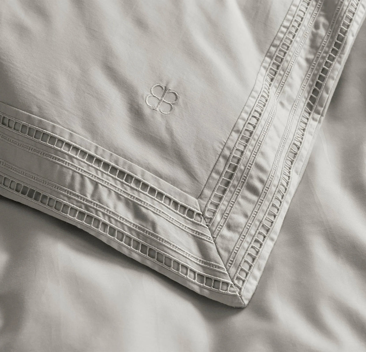 Signature Embellished Duvet Set - Mist/Mist Ladder Stitch