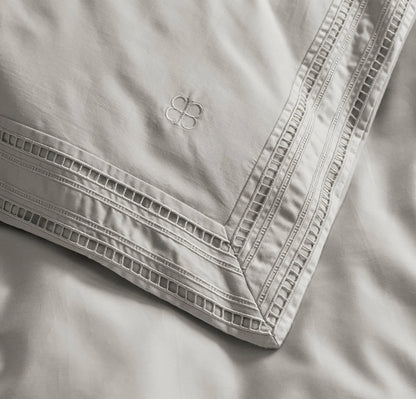 Signature Embellished Duvet Set - Mist/Mist Ladder Stitch