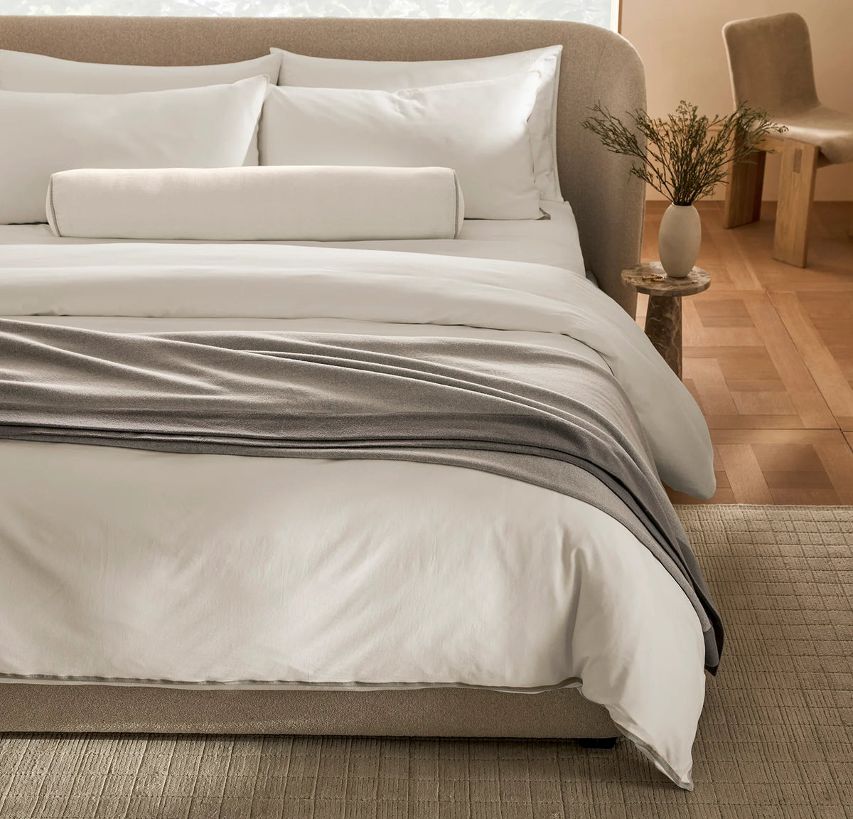 Fine Merino Wool Bed Blanket - Pewter