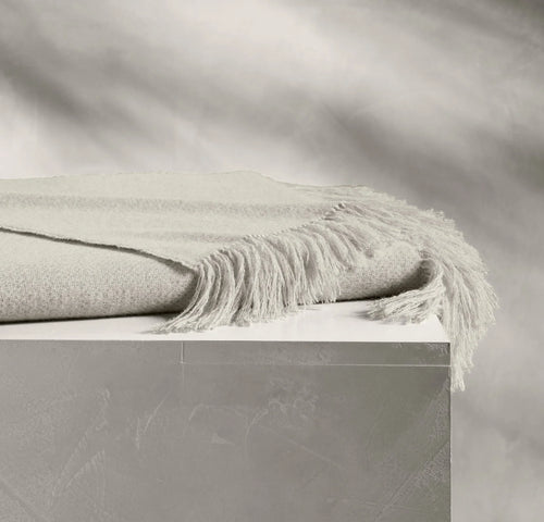 Alpaca Pin Check Oversized Throw Blanket - Ivory/Pewter