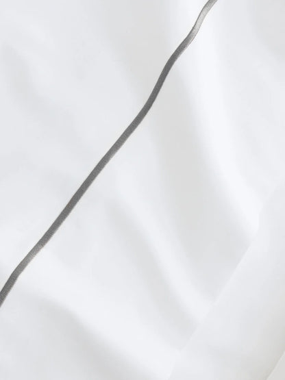 Signature Embellished Pillowcase Set - White/Stone Embroidered