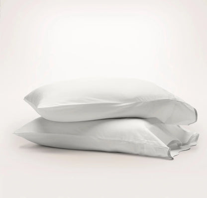 Signature Embellished Pillowcase Set - White/Mist Curved Edge