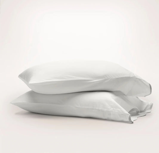 Signature Embellished Pillowcase Set - White/Mist Curved Edge