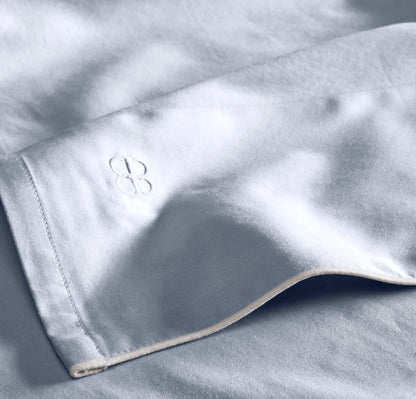Percale Embellished Sheet Set - Hydrangea/White Piped Edge