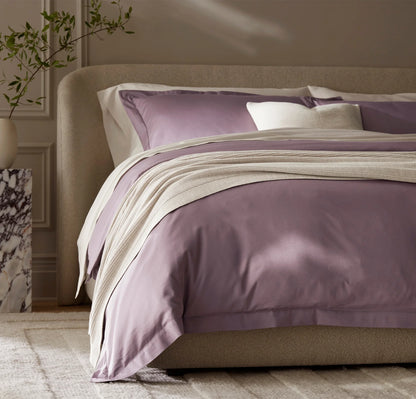 Percale Hemmed Duvet Set - Plum