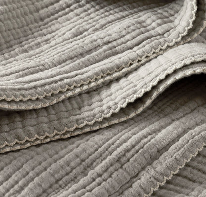 Dream Bed Blanket - Pewter/Cream Picot