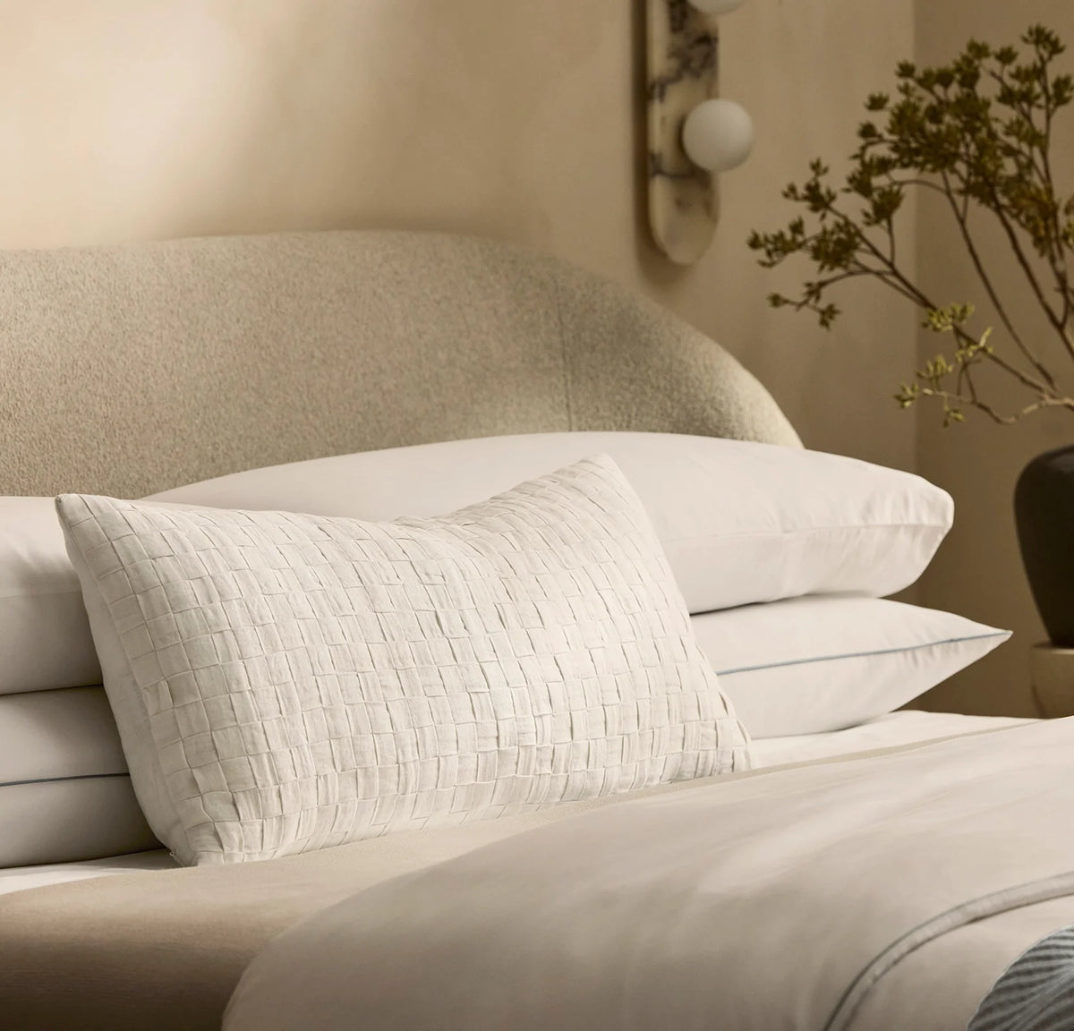 Linen Woven Icon Pillow Cover (Lumbar) - White