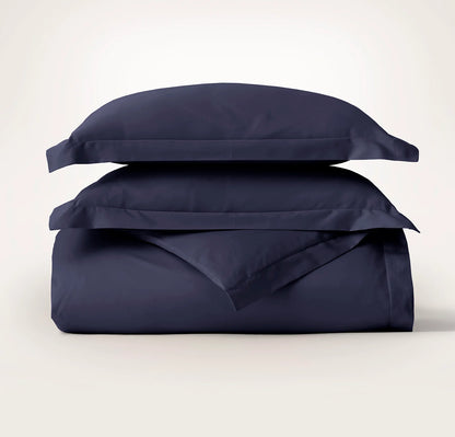 Percale Hemmed Duvet Set - Coastal Navy