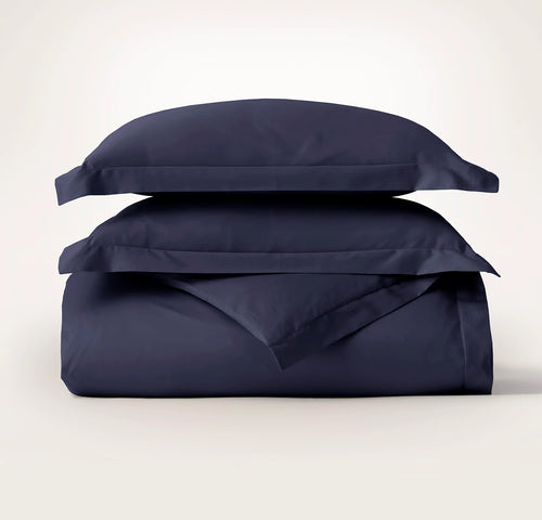 Percale Hemmed Duvet Set - Coastal Navy